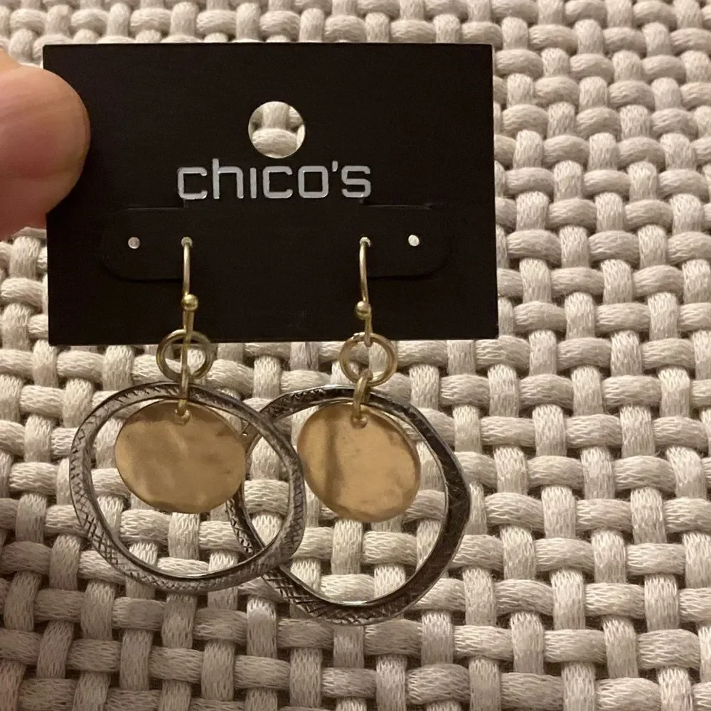 0021-‎ New Chico's Gold and Silver Dangle Earrings